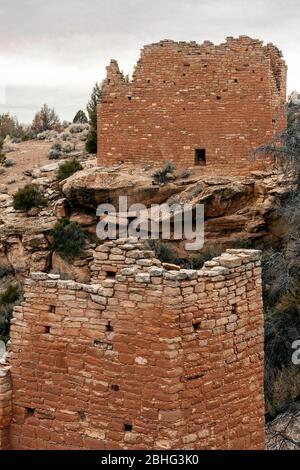 UT00517-00...UTAH/Colorado - Ahnengalerie Pueblo Volk Struktur am Holly Site in Hovenweep National Monument. Stockfoto