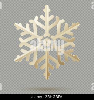 Vintage Weihnachtsdekoration Papier Schneeflocken mit Schatten isoliert auf transparentem Hintergrund. EPS 10 Stock Vektor