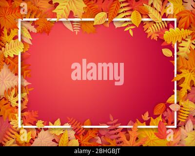 Herbst Verkauf Hintergrund Layout im Rahmen aus Blättern. Verkauf oder Werbeplakat und Rahmen Broschüre oder Web-Banner. EPS 10 Stock Vektor