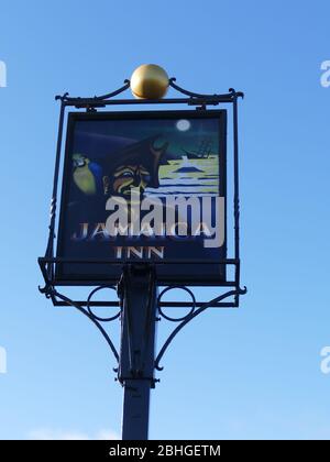 Pub-Schild im Jamaica Inn, Bodmin, Cornwall Stockfoto