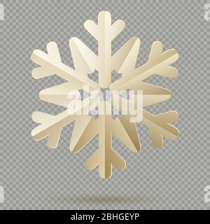 Vintage Weihnachtsdekoration Papier Schneeflocken mit Schatten isoliert auf transparentem Hintergrund. EPS 10 Stock Vektor