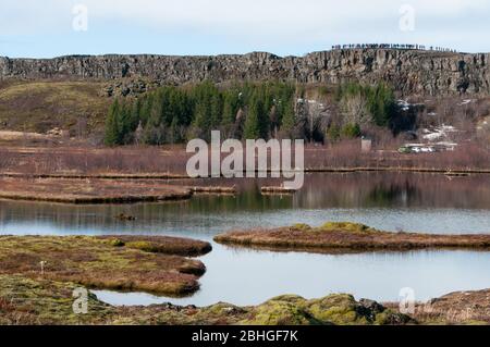 Kleine Seen im berühmten Thingvellir Nationalpark, Teil der Goldener Rundreise in Island Stockfoto