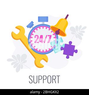 Kundensupport online. Geschäftskonzept. Service für Benutzer und Besucher der Website. Stock Vektor