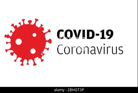 Covid-19 Coronavirus Text mit Bild eines Virus-Vektor-Illustration Stock Vektor