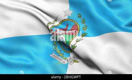 Rio de Janeiro Flagge winkt im Wind. Flagge des brasilianischen Bundesstaates. Stockfoto