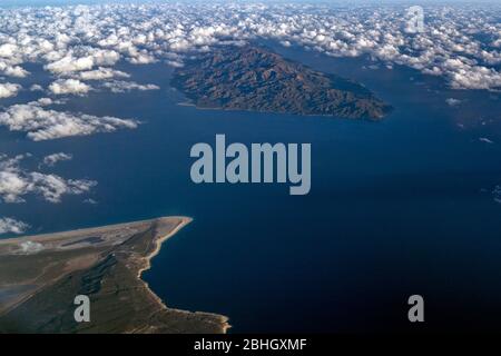 Jacques Cousteau Cerralvo Insel Mexico Baja California Sur Luftbild Panorama Landschaft Stockfoto