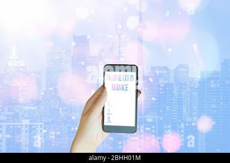 Handschreiben Text Schreiben Übersetzungsdienst. Konzeptfoto die äquivalente Zielsprache aus der Muttersprache Stockfoto