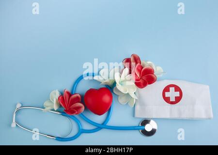 Internationaler Krankenschwester Tag Hintergrund. Medizinischer Hintergrund. Konzept der Gesundheitsmedizin. Thak Sie für Krankenschwester. Stockfoto