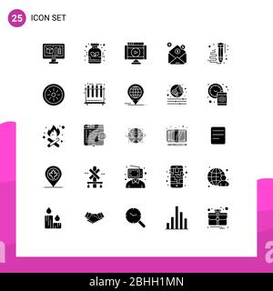 25 Kreative Ikonen Moderne Zeichen und Symbole der Zeichnung, Nachricht, Film, Geld, Geschäft bearbeitbare Vektor-Design-Elemente Stock Vektor