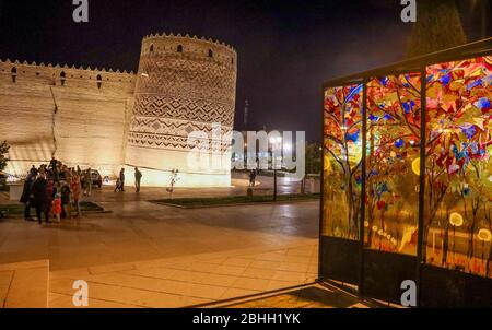 Schiefen Turm der Arg von Karim Khan oder Karim Khan Zitadelle in Shiraz, Iran, Persien, Mittlerer Osten Stockfoto