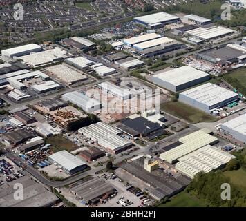 Luftaufnahme eines Teils des Winsford Industrial Estate, Cheshire Stockfoto