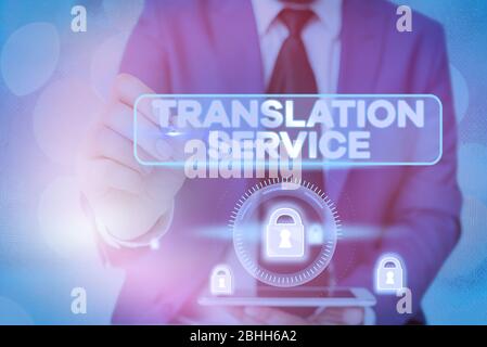Handschreiben Text Schreiben Übersetzungsdienst. Konzeptfoto die äquivalente Zielsprache aus der Muttersprache Stockfoto