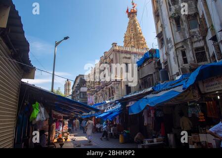 Mumbai / Indien 2 November 2019 Blick auf den Mumba Devi Tempel ist ein berühmter alter Tempel der Göttin Mumbadevi Tempel in Mumbai war gewidmet Stockfoto
