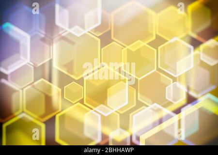 Lichter Urlaub Bokeh. Abstrakter Hexagon Weihnachten Hintergrund für Design. Unschärfe. Verlauf. Stockfoto