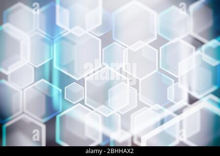 Lichter Urlaub Bokeh. Abstrakter Hexagon Weihnachten Hintergrund für Design. Unschärfe. Verlauf. Stockfoto