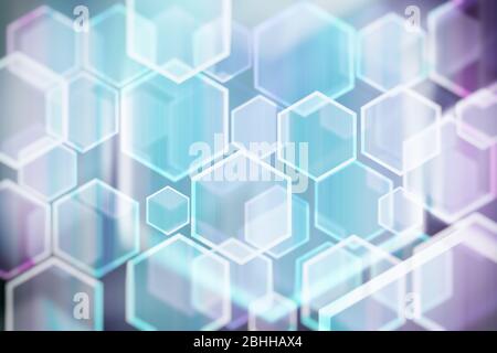 Lichter Urlaub Bokeh. Abstrakter Hexagon Weihnachten Hintergrund für Design. Unschärfe. Verlauf. Stockfoto