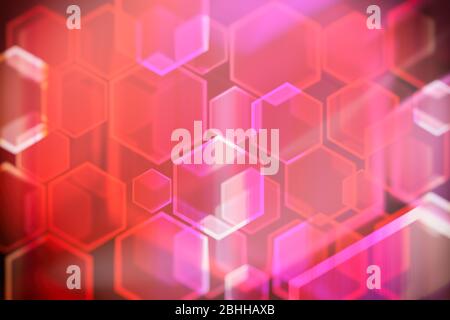 Lichter Urlaub Bokeh. Abstrakter Hexagon Weihnachten Hintergrund für Design. Unschärfe. Verlauf. Stockfoto