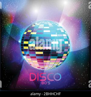 80er Jahre Disco-Design im Retro-Stil in Neon. Landschaft mit Gitter im Stil der 80er Jahre Retro Stock Vektor