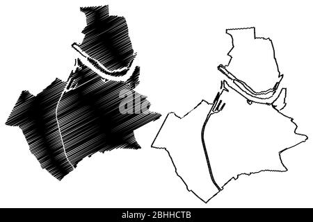 Nijmegen City (Königreich der Niederlande, Gelderland, Holland) Karte Vektor-Illustration, Skizze Stadt Nijmegen Karte Stock Vektor