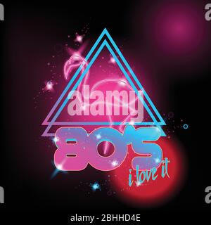 80er Jahre Disco-Design im Retro-Stil in Neon. Landschaft mit Gitter im Stil der 80er Jahre Retro Stock Vektor