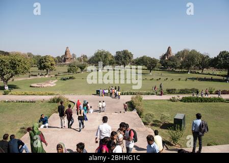 Khajuraho / Indien 24. Februar 2017 die westliche Gruppe der Tempel Verbindung bei khajuraho madhya pradesh Indien Stockfoto