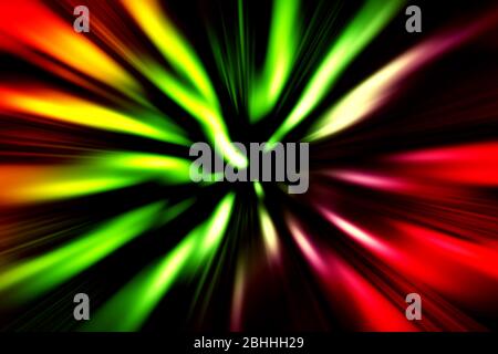 Regenbogen Farben und schwarze Balken abstrakten Hintergrund für Design mit radialen Unschärfe. Stockfoto