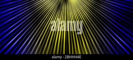 Blaue und gelbe Balken abstrakten Hintergrund für Design mit radialen Unschärfe. Verlauf. Stockfoto