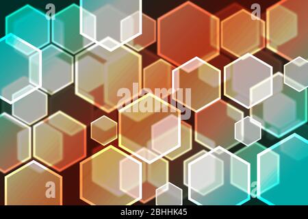 Lichter Urlaub Bokeh. Abstrakter Hexagon Weihnachten Hintergrund für Design. Unschärfe. Verlauf. Stockfoto