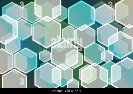 Lichter Urlaub Bokeh. Abstrakter Hexagon Weihnachten Hintergrund für Design. Unschärfe. Verlauf. Stockfoto