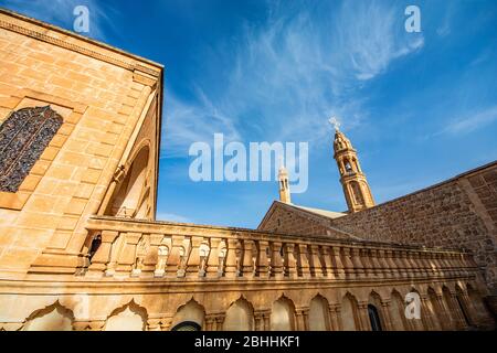 Wir sind in Mardin's Birne Midyat. Es ist einer der Orte, die mit ihrer Architektur, Lifestyle und kulturellen Reichtum gesehen werden sollte. Stockfoto