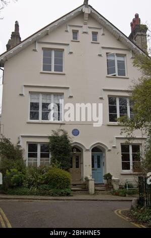 Der berühmte indische Dichter Rabindranath Tagore (1861 - 1941) lebte in dieser viktorianischen Villa am Rande der Hampstead Heath. Tagore gewann den Nobelpreis für Stockfoto