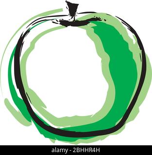 Illustration eines grünen Apfels auf weißem Hintergrund isoliert Stock Vektor
