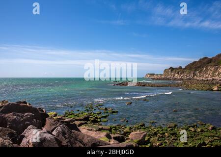 Ebbe bei Steephill Cove, Isle of Wight, England, Großbritannien Stockfoto