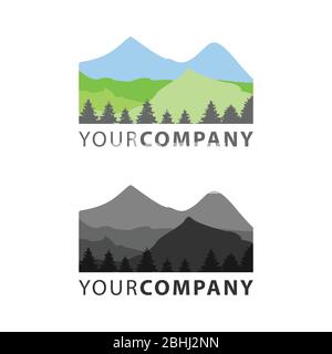 Vektor-Illustration von bunten und monochrome Berg Outdoor Landschaft flaches Design Vorlage Vektor-Bild Stock Vektor