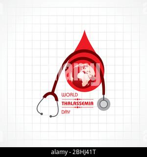 Vektor-Illustration zum Thema Welt Thalassemia Tag beobachtet am 8. Mai jedes Jahr. Thalassämien sind vererbte Blutkrankheiten, die durch gekennzeichnet sind Stock Vektor