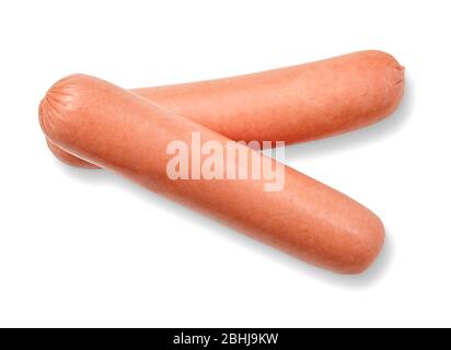 Leckere Wurst isoliert auf weißem Hintergrund. Nahaufnahme Stockfoto