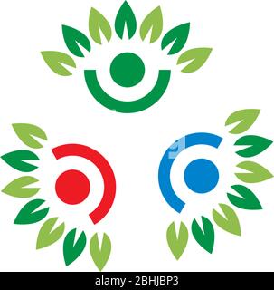 Leaf Logo Symbol Illustration. Gemeinschaft, Vektor-Design Pflege Stock Vektor