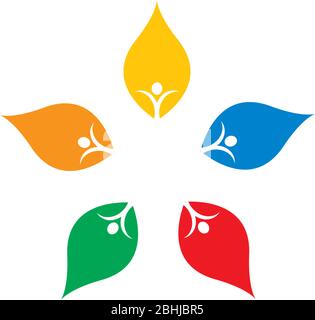 Leaf Logo Symbol Illustration. Gemeinschaft, Vektor-Design Pflege Stock Vektor