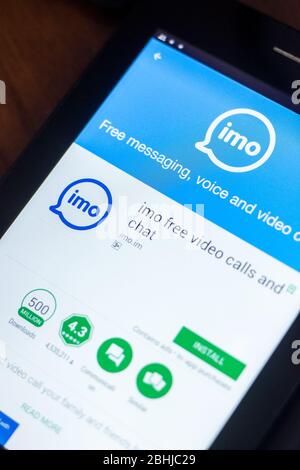 Ryazan, Russland - 21. März 2018 - mobile IMO-App auf dem Display des Tablet-PCs Stockfoto