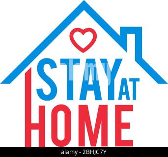 Haus mit Text 'Stay Home', Logo-Design im Zusammenhang mit Coronavirus Ausbruch. Arbeiten zu Hause Kampagne zur Bekämpfung von Coronavirus. Stock Vektor