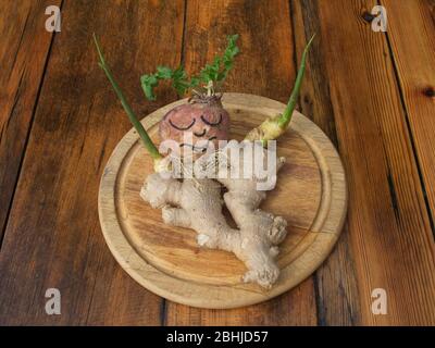 Anordnung mit Ingwer und Zuckerrüben root auf einem Tisch. Stockfoto