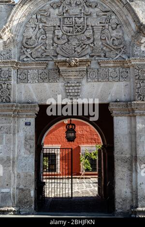 La Casa del Moral (1730), Stadt Arequipa, Peru, Südamerika. Stockfoto