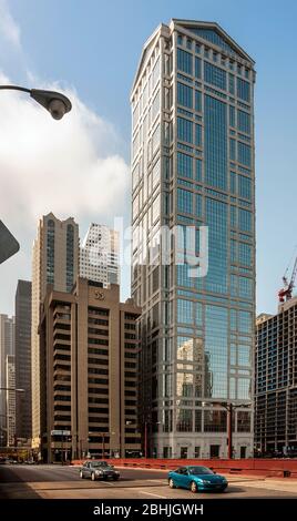 Gebäude der United Airlines in 77 West Wacker Drive, Chicago, Illinois Stockfoto