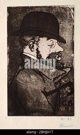 Porträt von Henri de Toulouse-Lautrec von Charles Maurin (Französisch, 1856-1914) Frankreich, 19. Jahrhundert Ätzung und Aquatinta Stockfoto