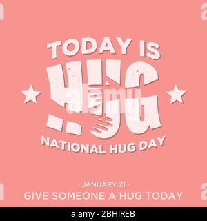 Vintage flaches Design Zitat National Hug Day. Vektor-Emblem für Element-Design. Vektorgrafik EPS.8 EPS.10 Stock Vektor