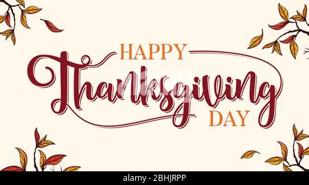 Vintage Herbst Vektor Design Brief 'Happy Thanksgiving Day' für Grußkarte oder Banner. Vintage-Emblem 'Happy Thanks Giving Days' für Element-Design Stock Vektor