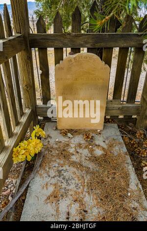 Friedhof in der alten Geisterstadt Osceola, einst eine blühende Bergbauboomstadt, Nevada, USA Stockfoto