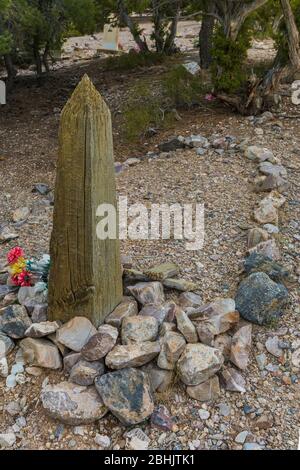 Friedhof in der alten Geisterstadt Osceola, einst eine blühende Bergbauboomstadt, Nevada, USA Stockfoto