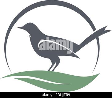 Silhouette Vogel Icon Logo Design mit abstraktem Halbrund Swoosh Blatt. Kreative einfache Design Tier. Vektorgrafik EPS.8 EPS.10 Stock Vektor