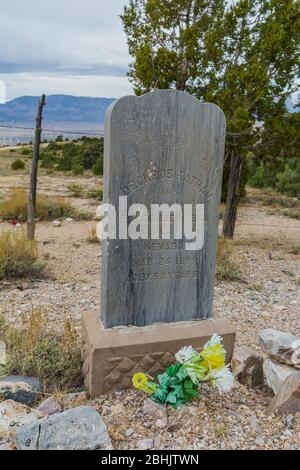 Friedhof in der alten Geisterstadt Osceola, einst eine blühende Bergbauboomstadt, Nevada, USA Stockfoto